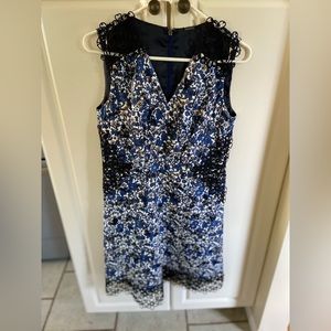 Ellie Tahari blue and black lace dress size 4
